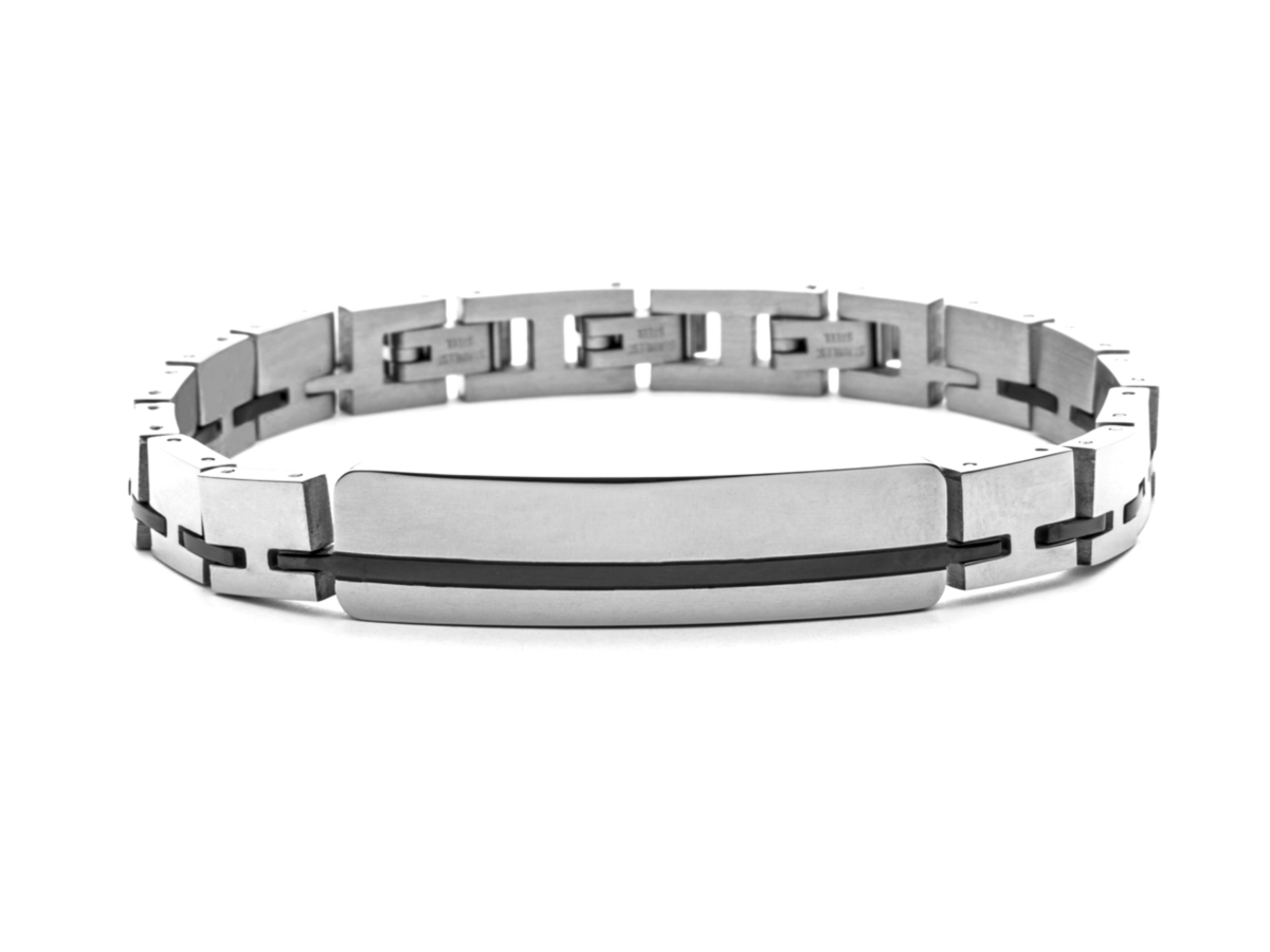 4US Pulsera de acero para hombre con línea negra 4UBR5643