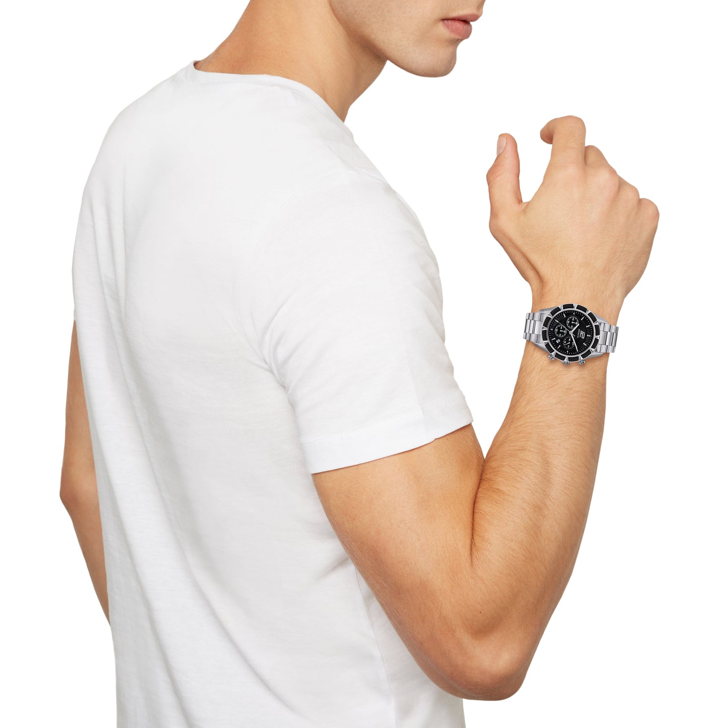 Reloj para hombre Bow Shot plateado y negro TW1980