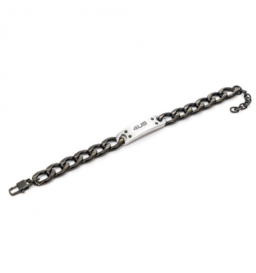 Pulsera 4US Hombre Placa Negra Pulida 4UBR5160