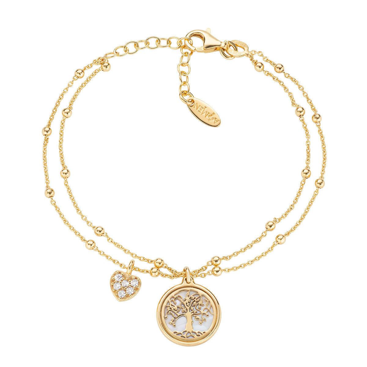 Pulsera Dorada con Árbol de la Vida y Corazón BR2ALCUG