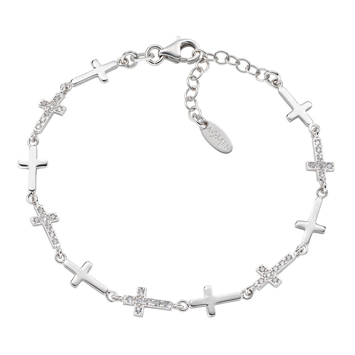 Pulsera Cadena de Rodio Cruces BRTNCRBBZ
