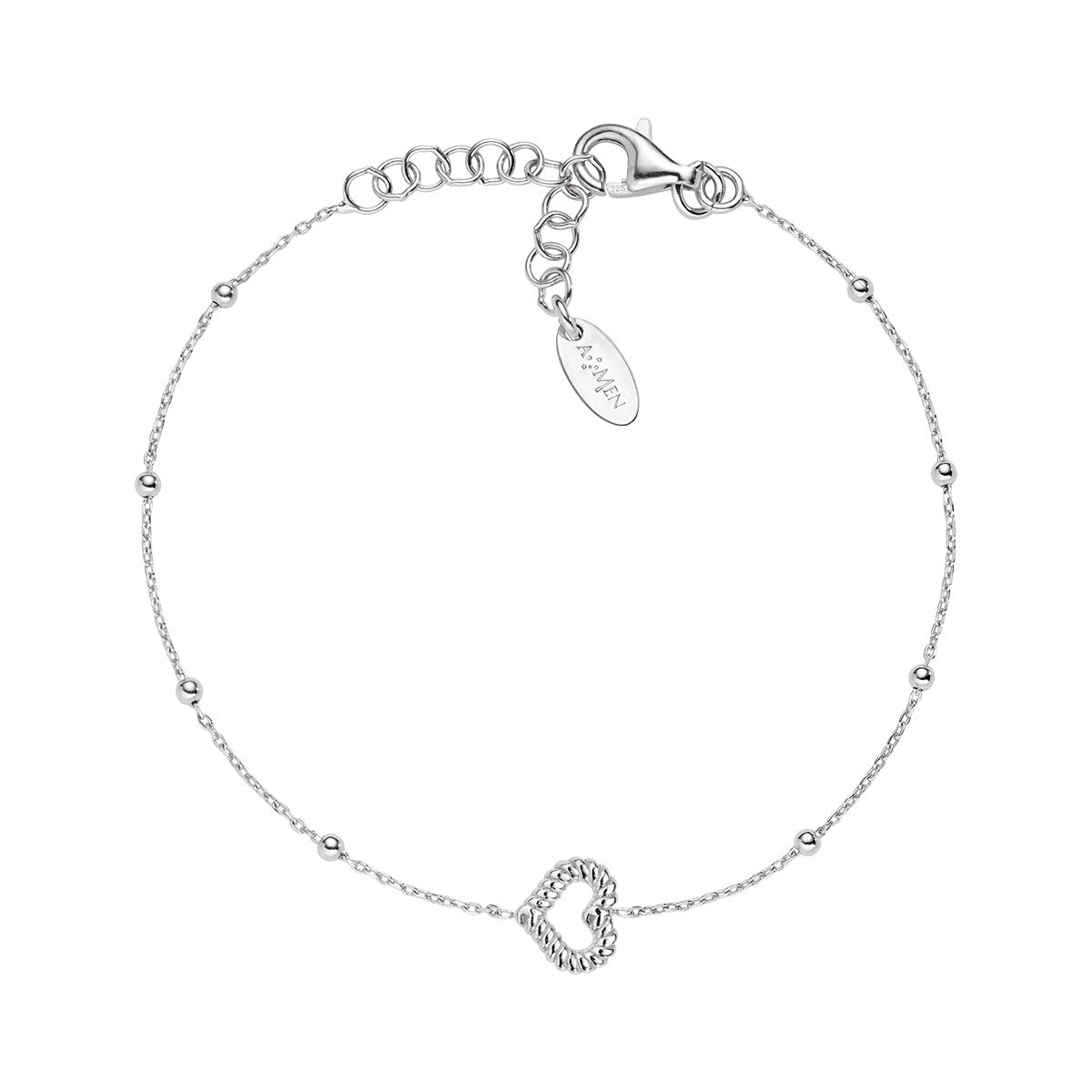 Pulsera Rodio Corazón Moleteado BRGOCUB3
