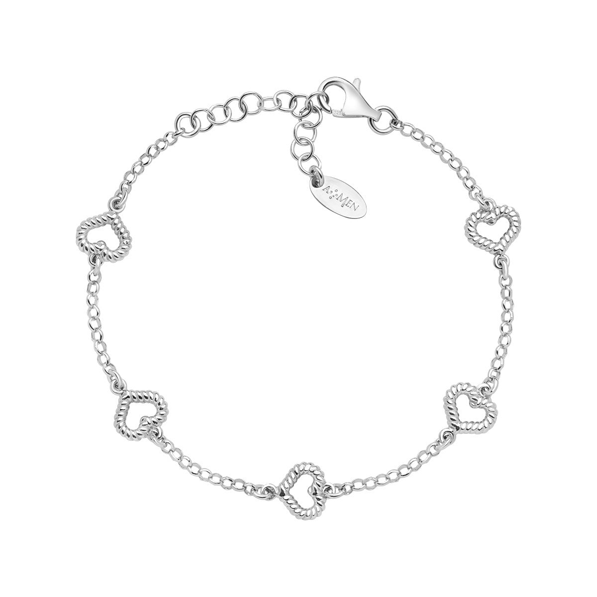 Brazalete Moleteado Rodio Múltiples Corazón BRGOCUB1