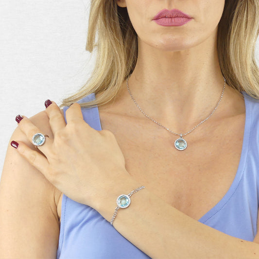 Pulsera Sharada Aguamarina XBR953