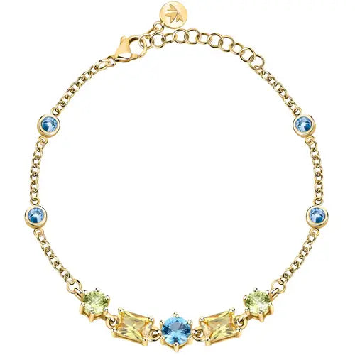 Pulsera Colores Dorados con Cristales Azules y Amarillos SAVY08