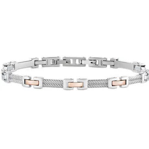 SKR37 Pulsera Cruz Plata y Rosato Hombre