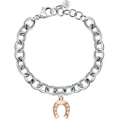 Pulsera Maia de Acero con Herradura Rosa SAUY13