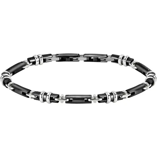 SALS39 Pulsera Hombre Motown Negro y Plata