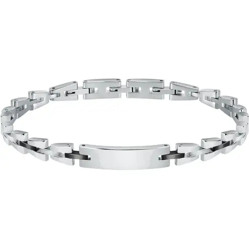 SALS59 Pulsera Hombre Plata y Negro Motown