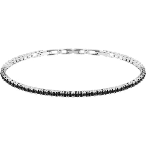 Pulsera Hombre Tennis Plata y Negra SATN02