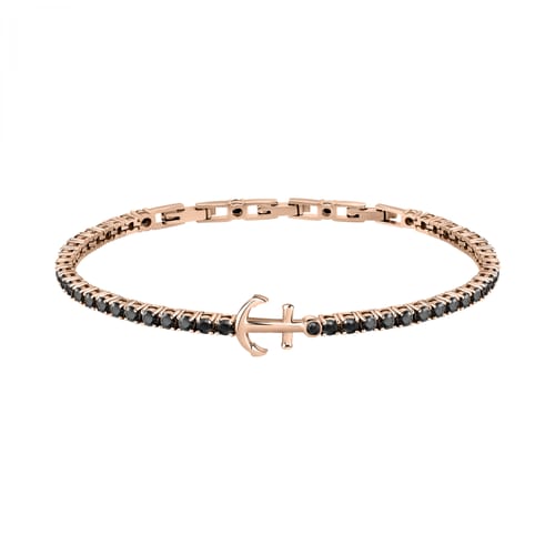 Pulsera de Hombre Tennis Rosa con Piedras Negras SATT04