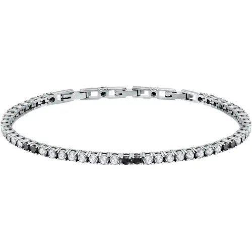 Pulsera Hombre Tennis Plata y Negra SATT11