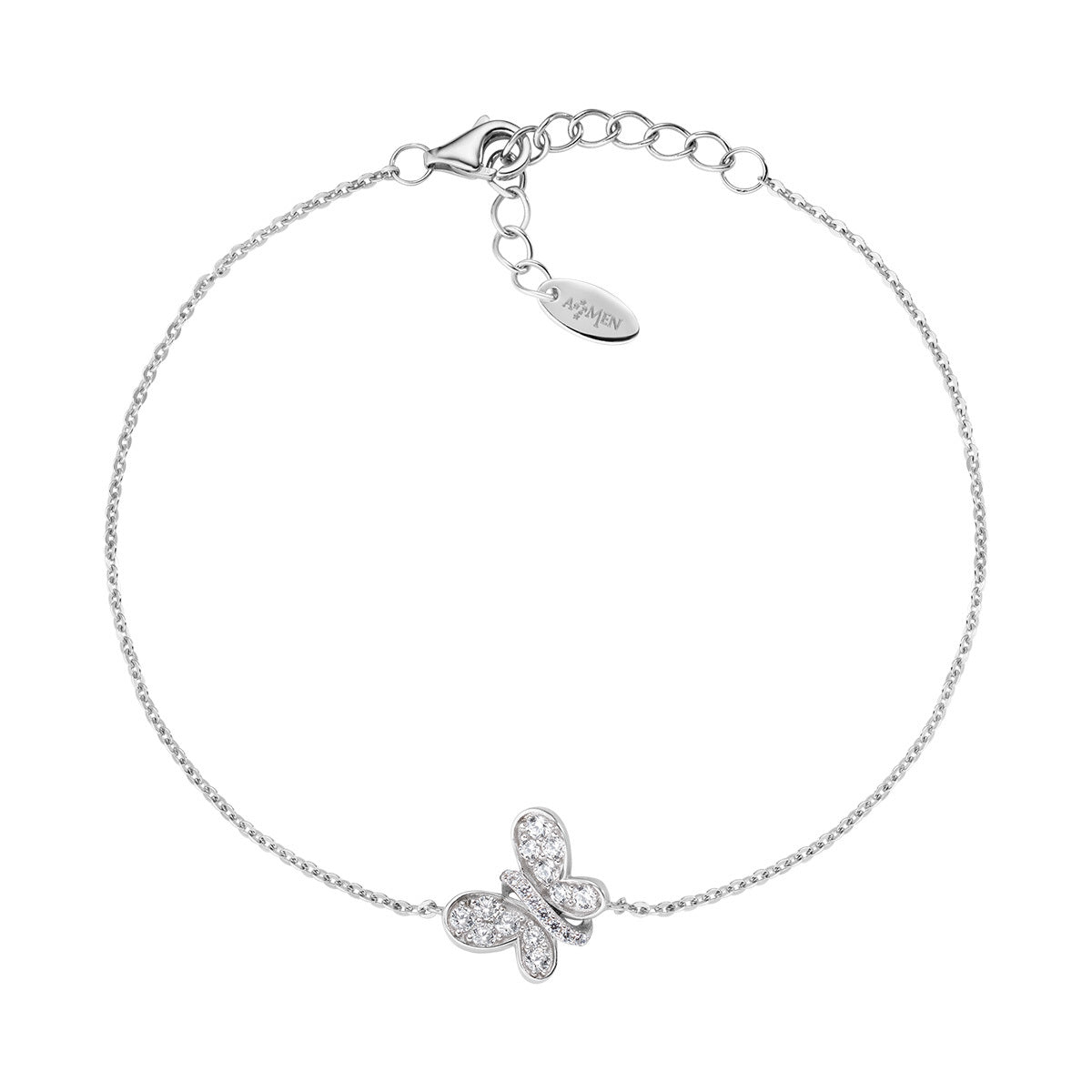 Pulsera Rodio Mariposa Circonitas Blancas BRBUBB