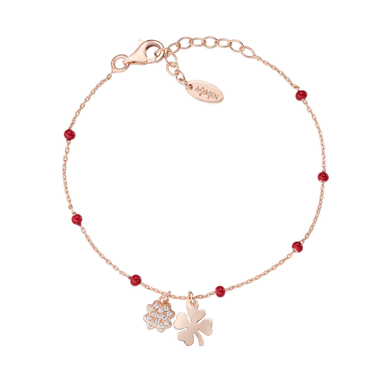 Pulsera Rose y Esmalte Rojo Trébol de Cuatro Hojas BRSMQQZRR