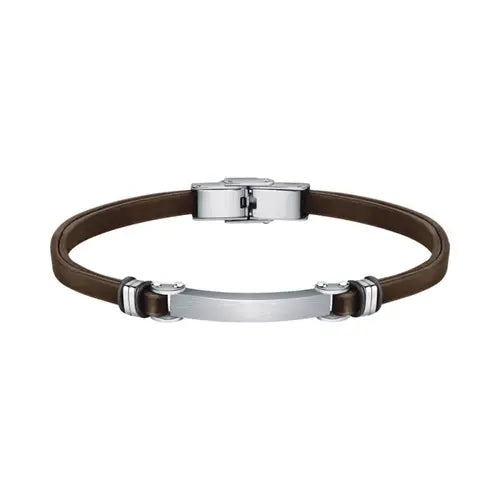 Pulsera Hombre Bandy Plata y Marrón SZV94