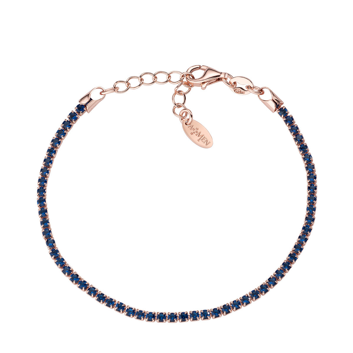 Pulsera Tennis Rosè Zirconia Azul BTRBL16