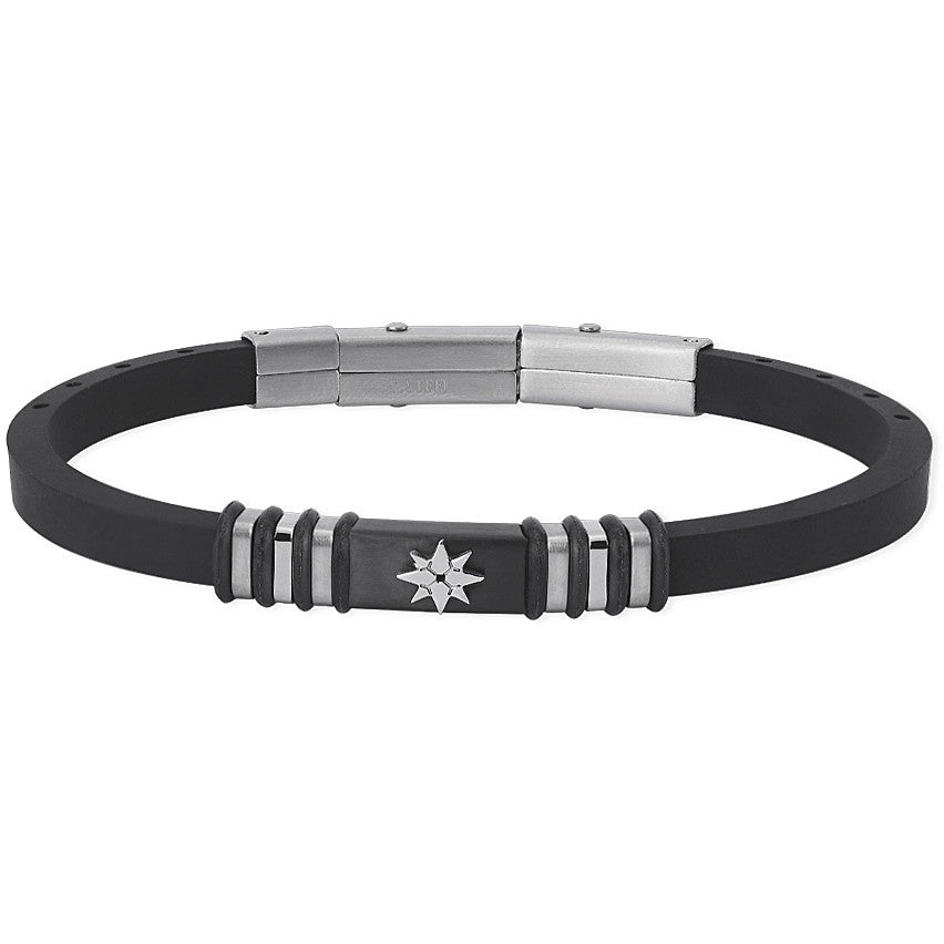 Pulsera Hombre Caucho Negro Rosa de los Vientos 232263