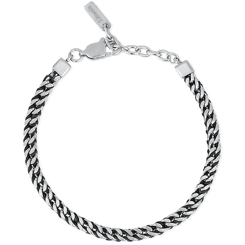 Pulsera Wave Hombre Acero y Negro 232187