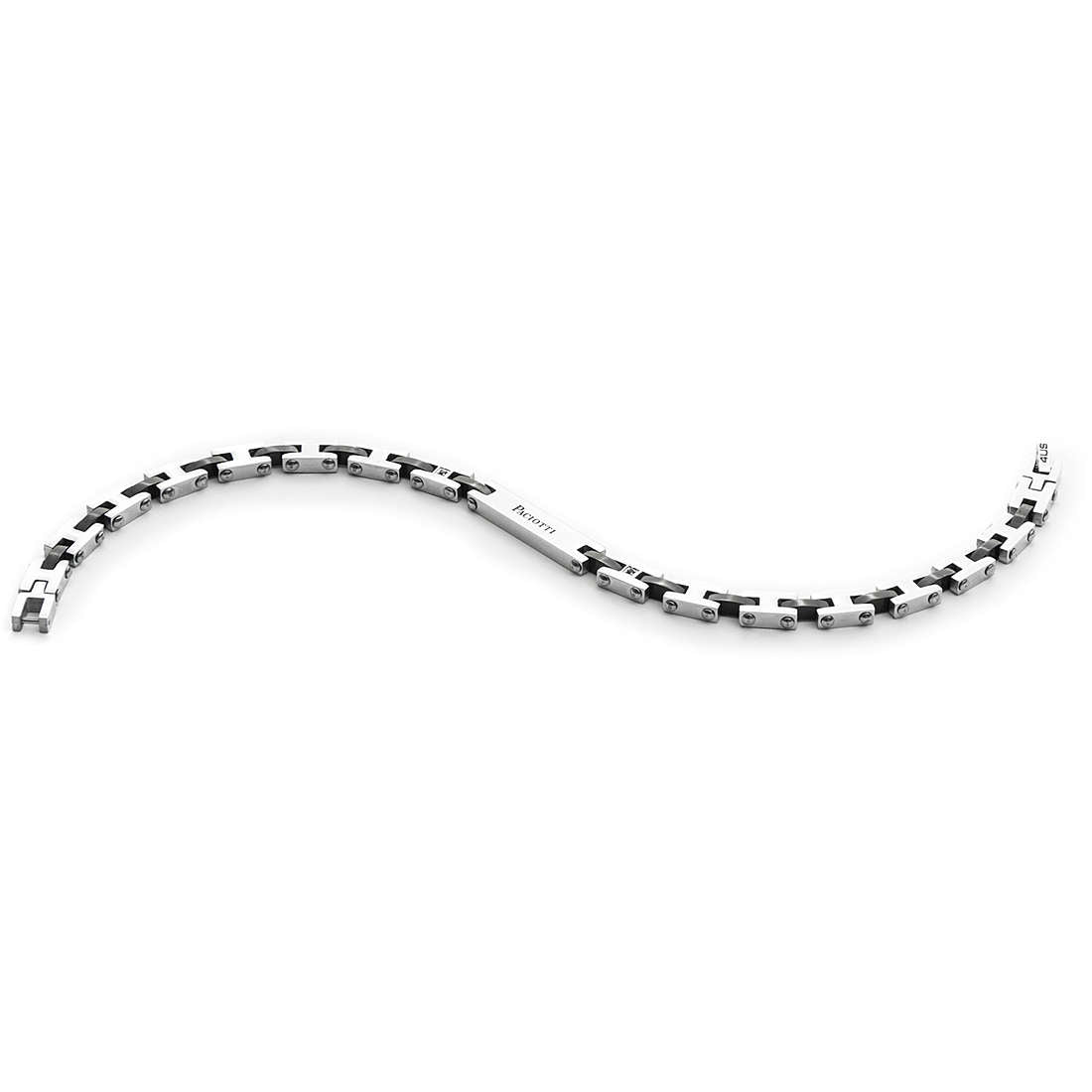 4US Brazalete para hombre con placa negra en acero 4UBR3820