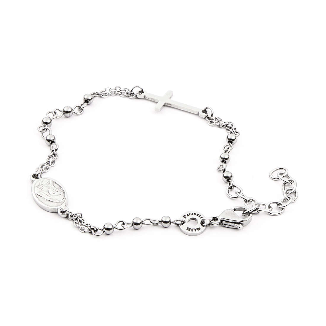 4US Pulsera de rosario para hombre con cruz de acero 4UBR4055