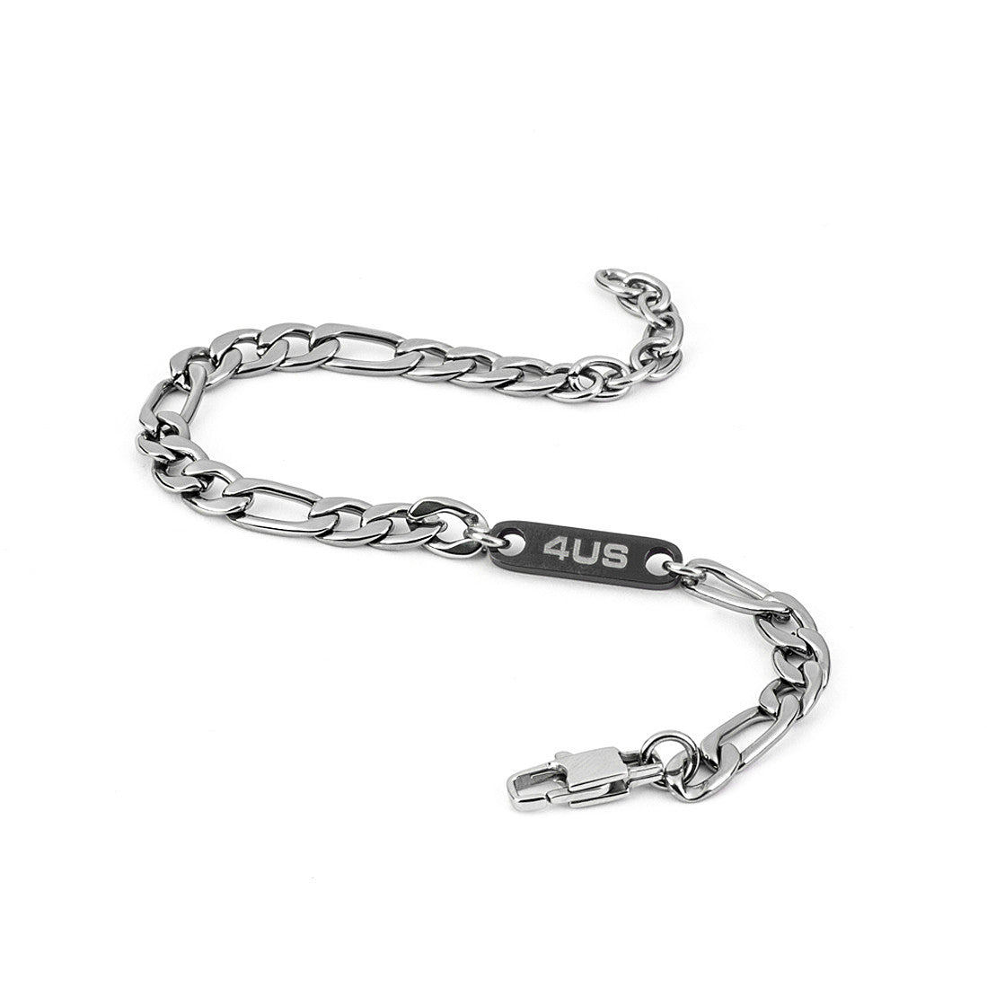 Pulsera de hombre 4US en acero con placa negra 4UBR4382