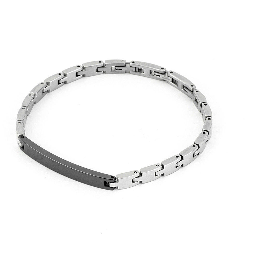4US Pulsera de acero y negro para hombre 4UBR4435