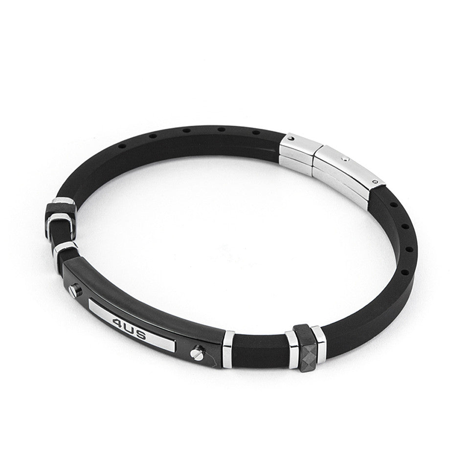 Bracciale Uomo 4US Silicone Nero e Acciaio Nero 4UBR4445