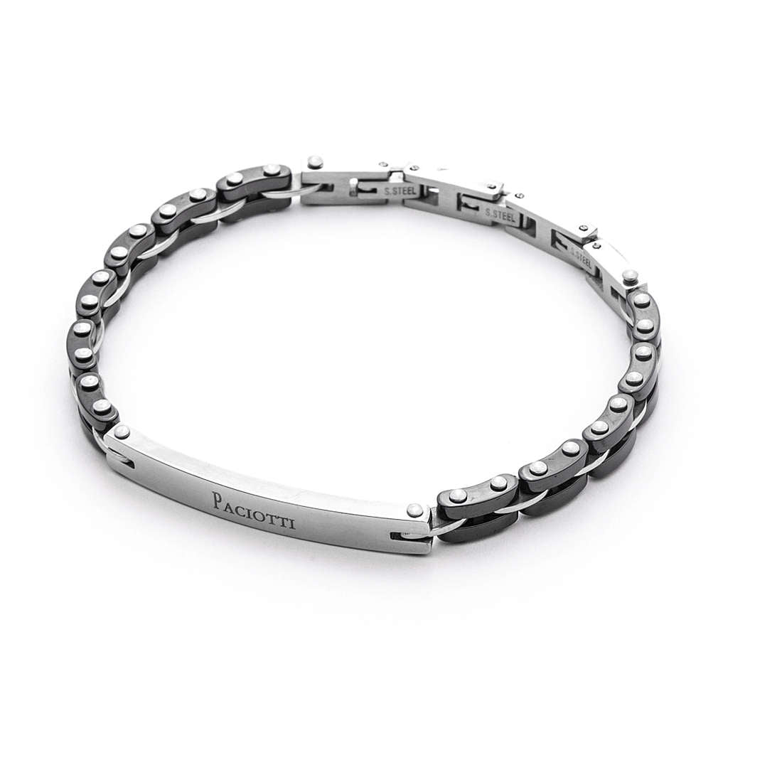 Pulsera 4US Hombre Acero y Cerámica Negra 4UBR4518