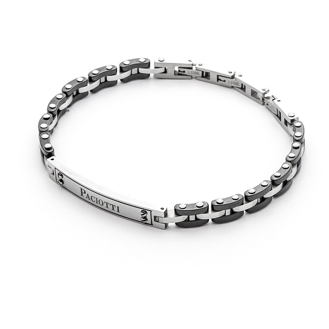 4US Pulsera de acero y negro para hombre 4UBR4521