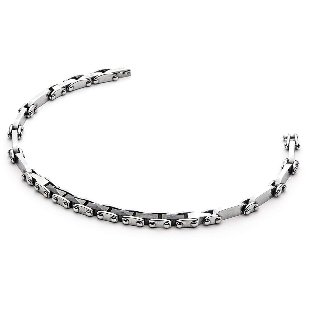Pulsera 4US Hombre Acero y Cerámica Negra 4UBR4523