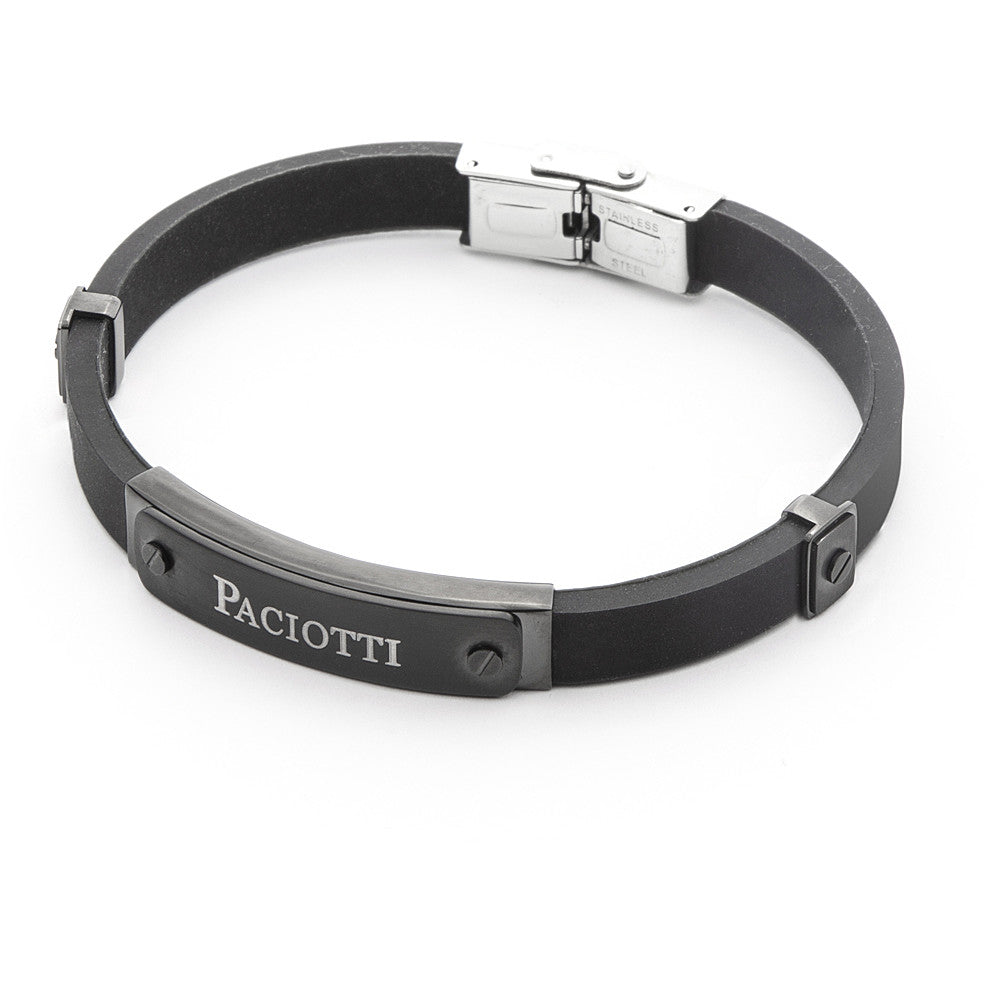 4US Pulsera de caucho negro para hombre 4UBR4542