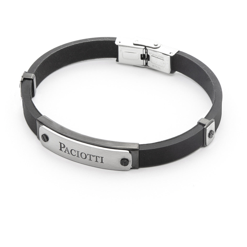 Pulsera 4US Hombre Caucho Negro y Acero 4UBR4543