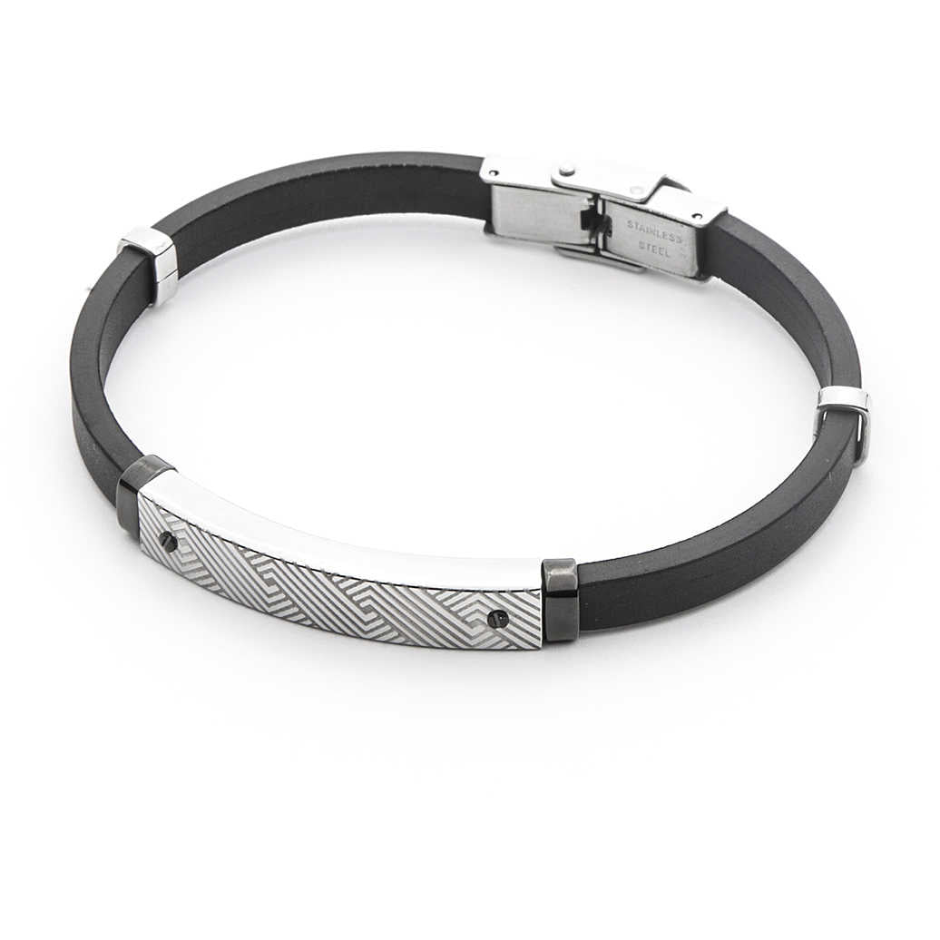 Pulsera de hombre 4US en acero y caucho negro 4UBR4545
