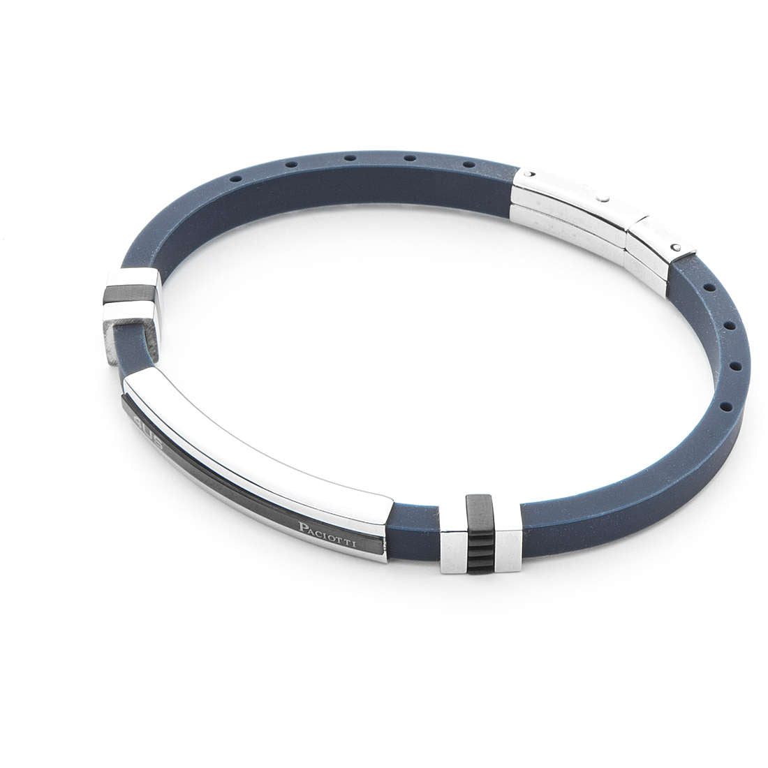 4US Pulsera Hombre Acero y Caucho Azul, Plata 4UBR5050