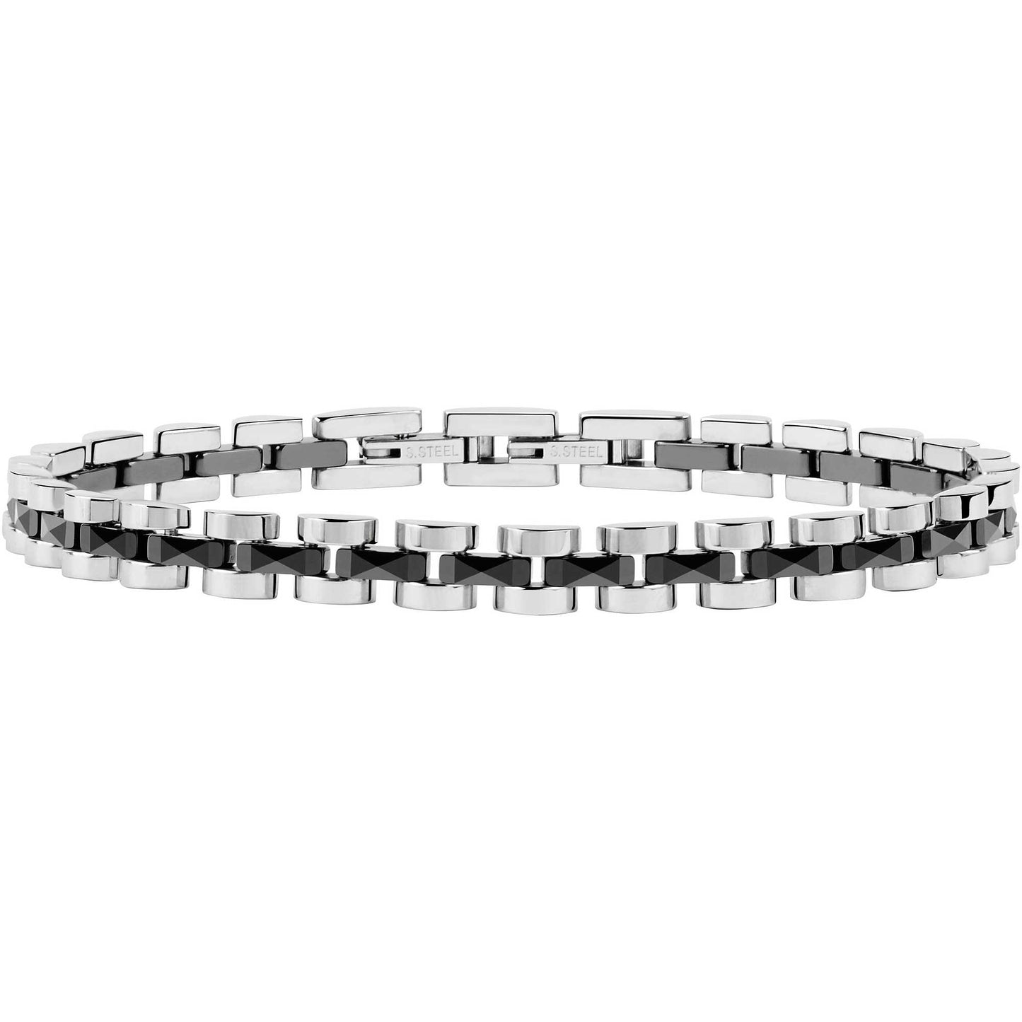 Pulsera Hombre Cerámica Acero y Negro SAFR05