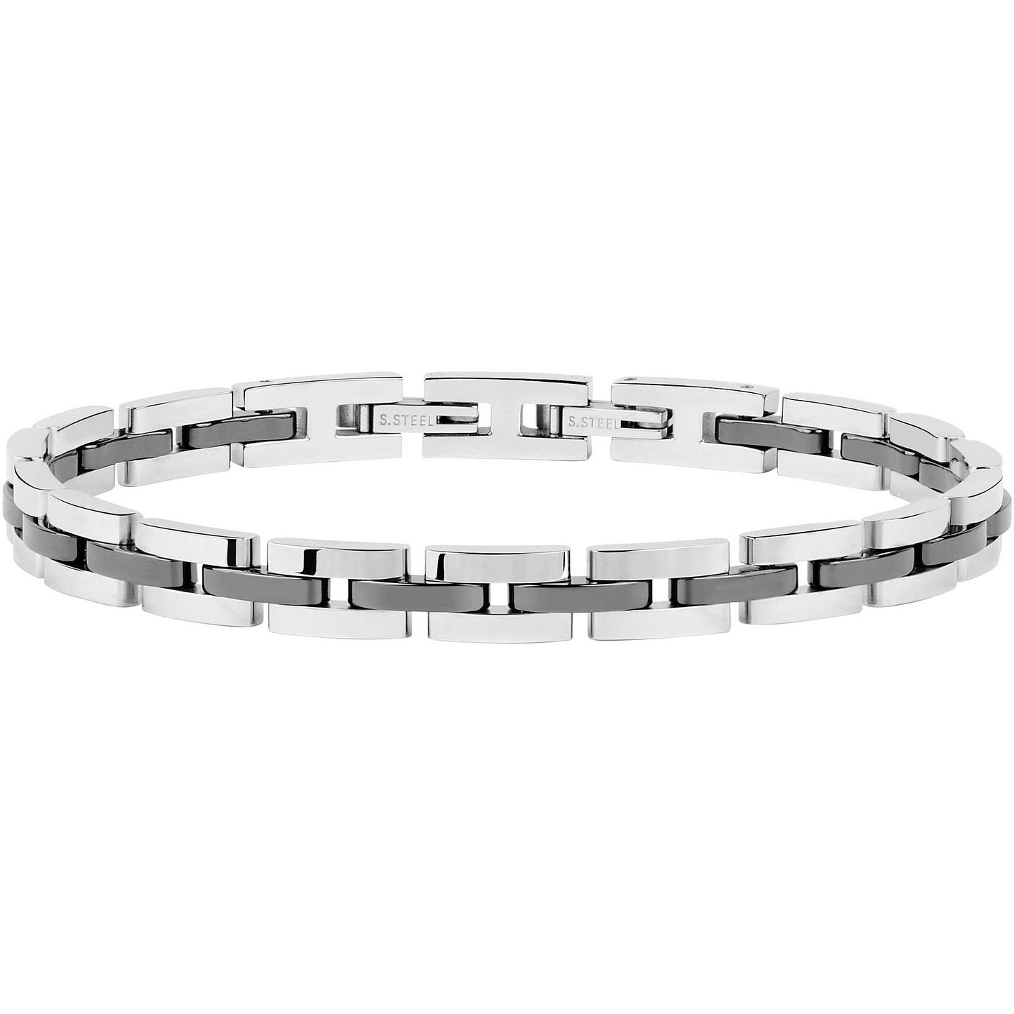 Pulsera Hombre Cerámica Acero y Gris SAFR07