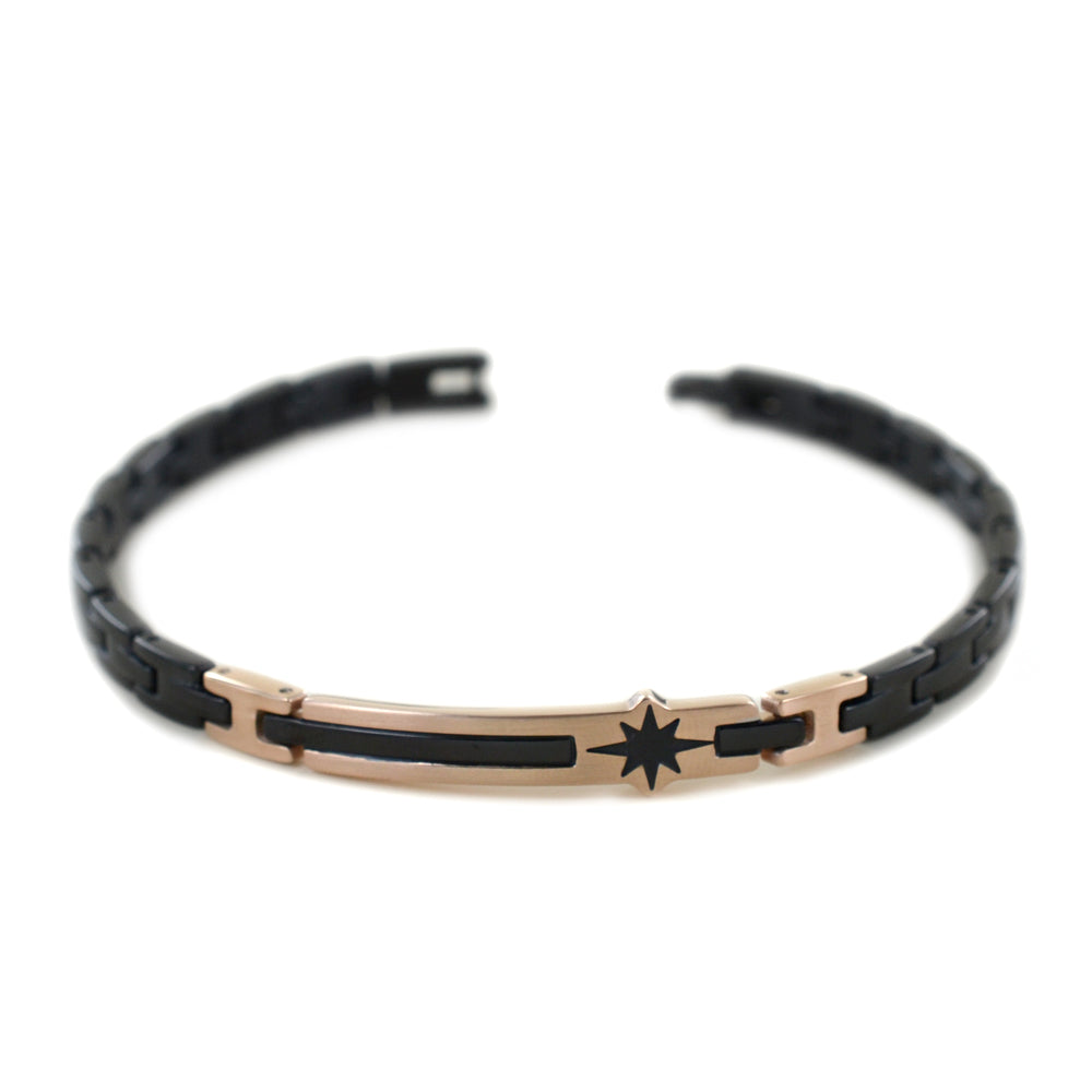 Bracciale Uomo Hiteck Nero e Rosato EHB226