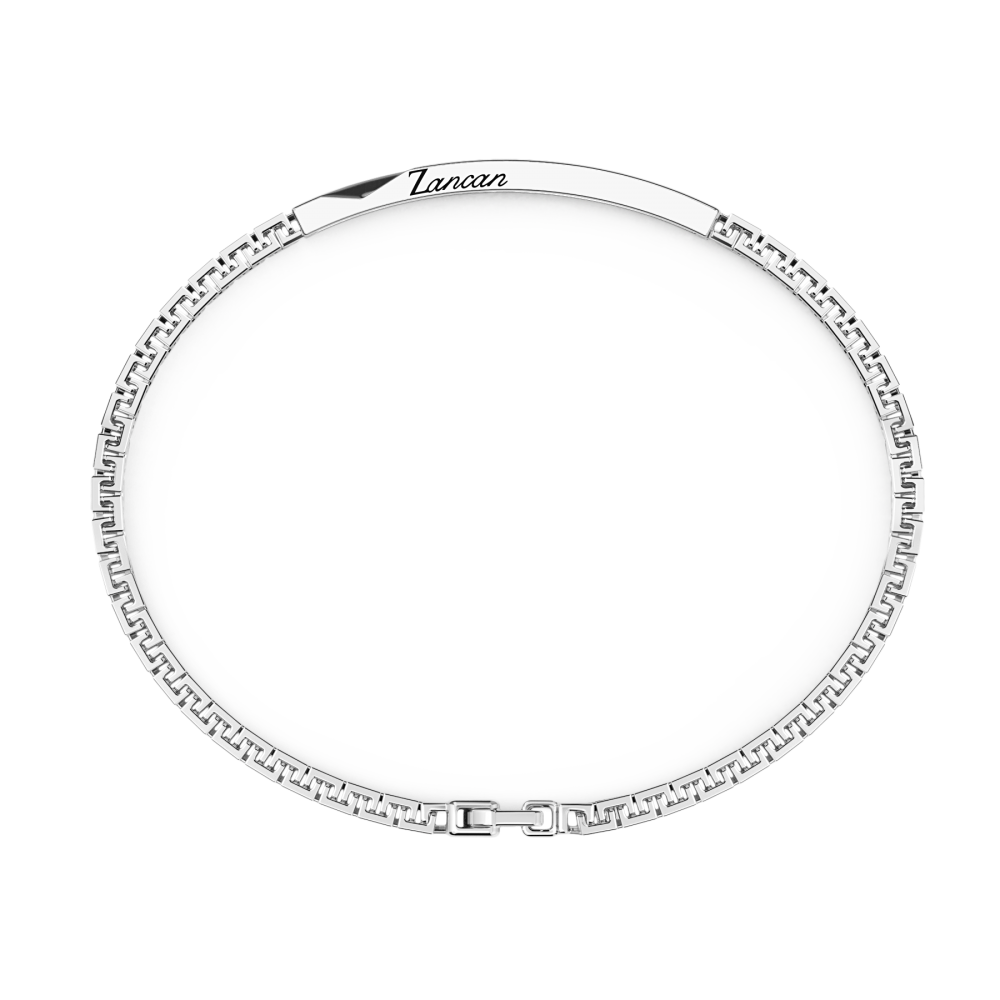 Bracciale Uomo con Targa e Pietre Nere EXB818