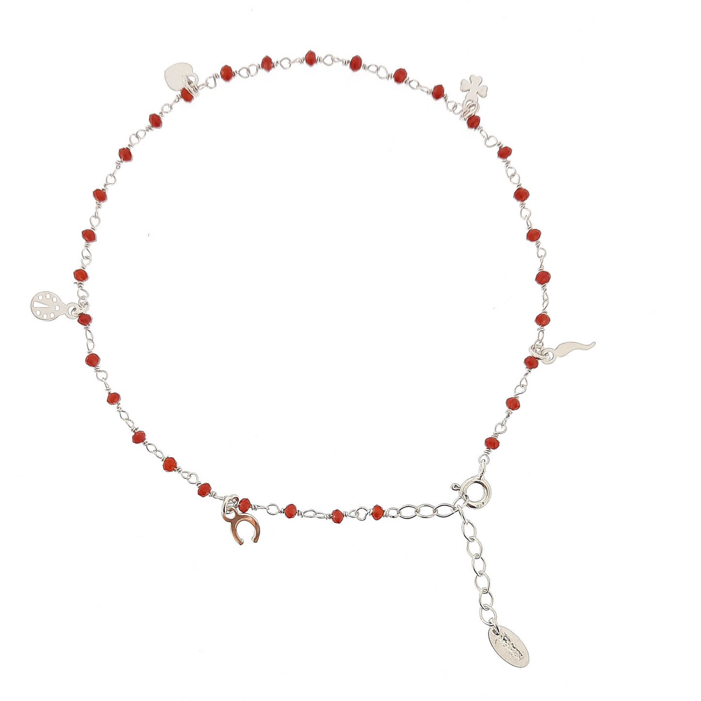 Tobillera con Cristales Rojos y Lucky Charms CAVFOBR