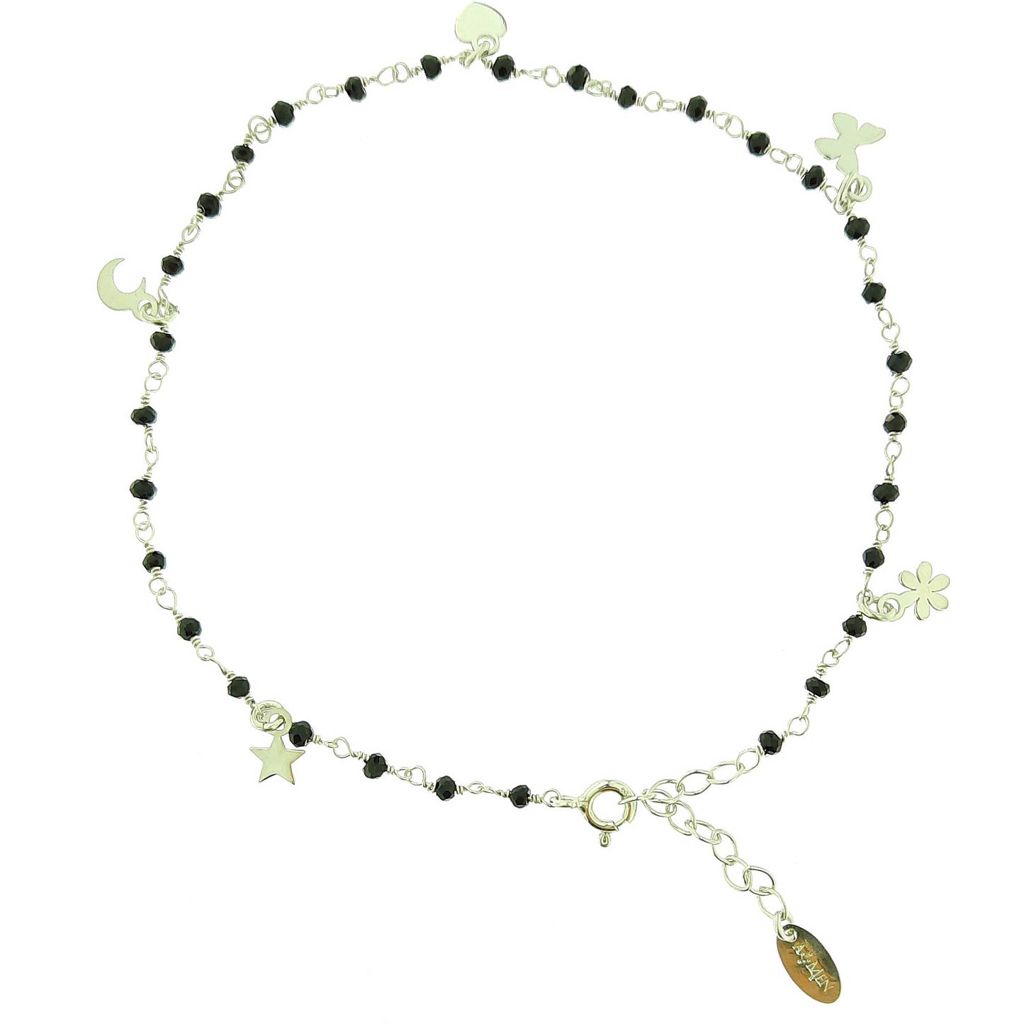 Tobillera con Cristales Negros y Charms CAVMUBN