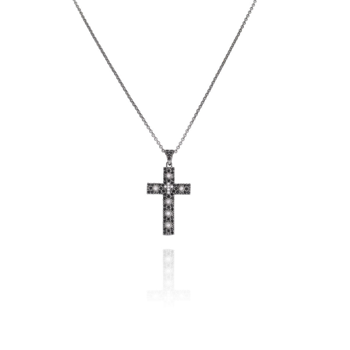 Collar Cruz Zirconia Negra CCZNB