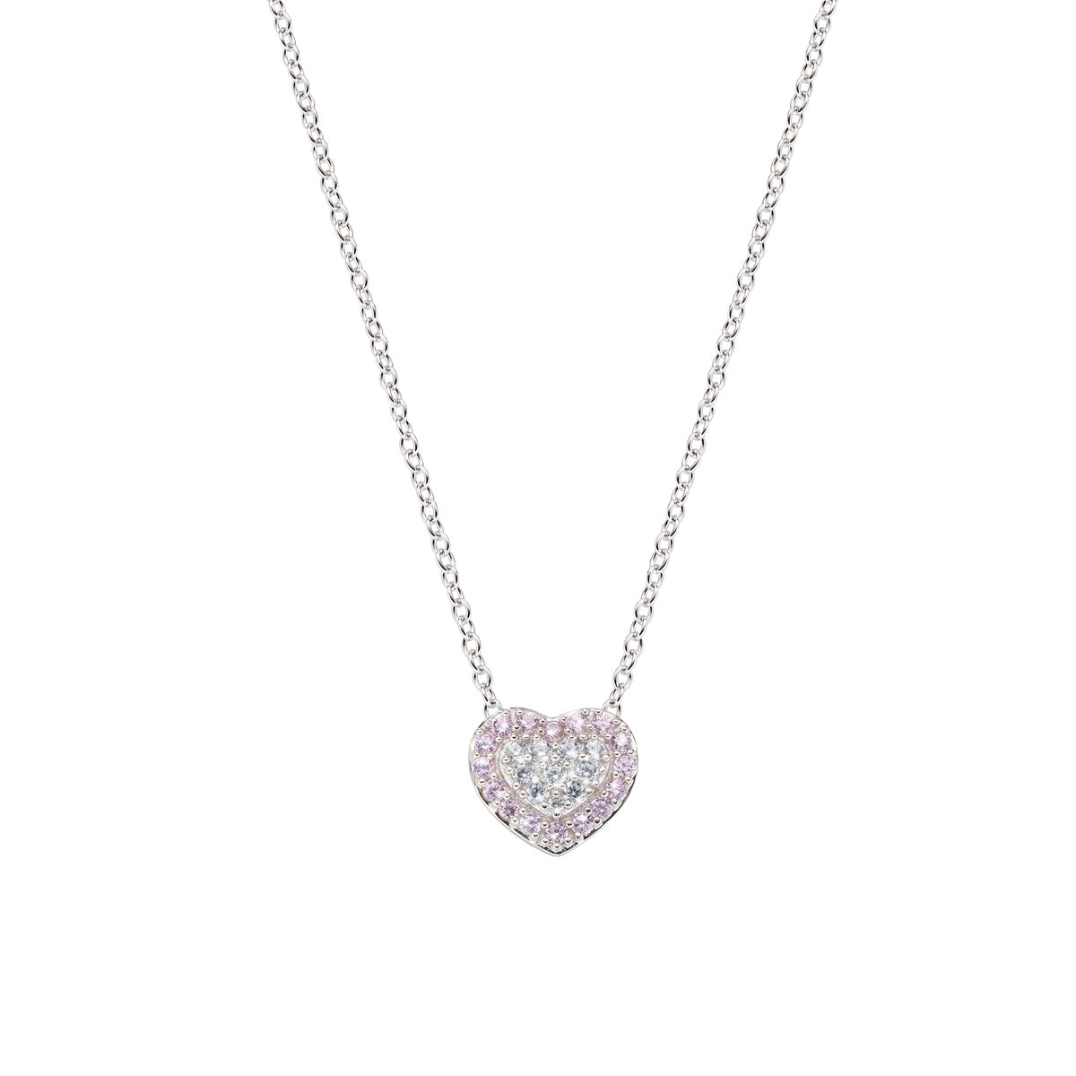 Collar Corazón Blanco y Rosa CLPHBBRO