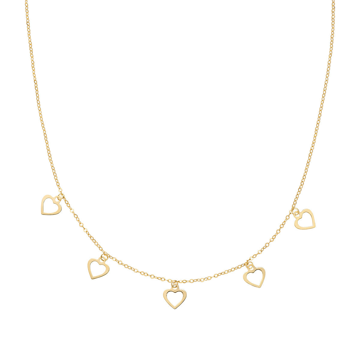 Collar con dije de corazones en oro de 9kt AU9CLMCUG