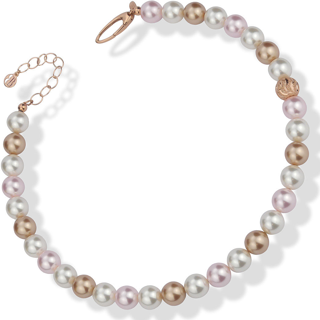 Collar Perlas Oro Rosa, Rosalina y Blanco 12mm GR824RS