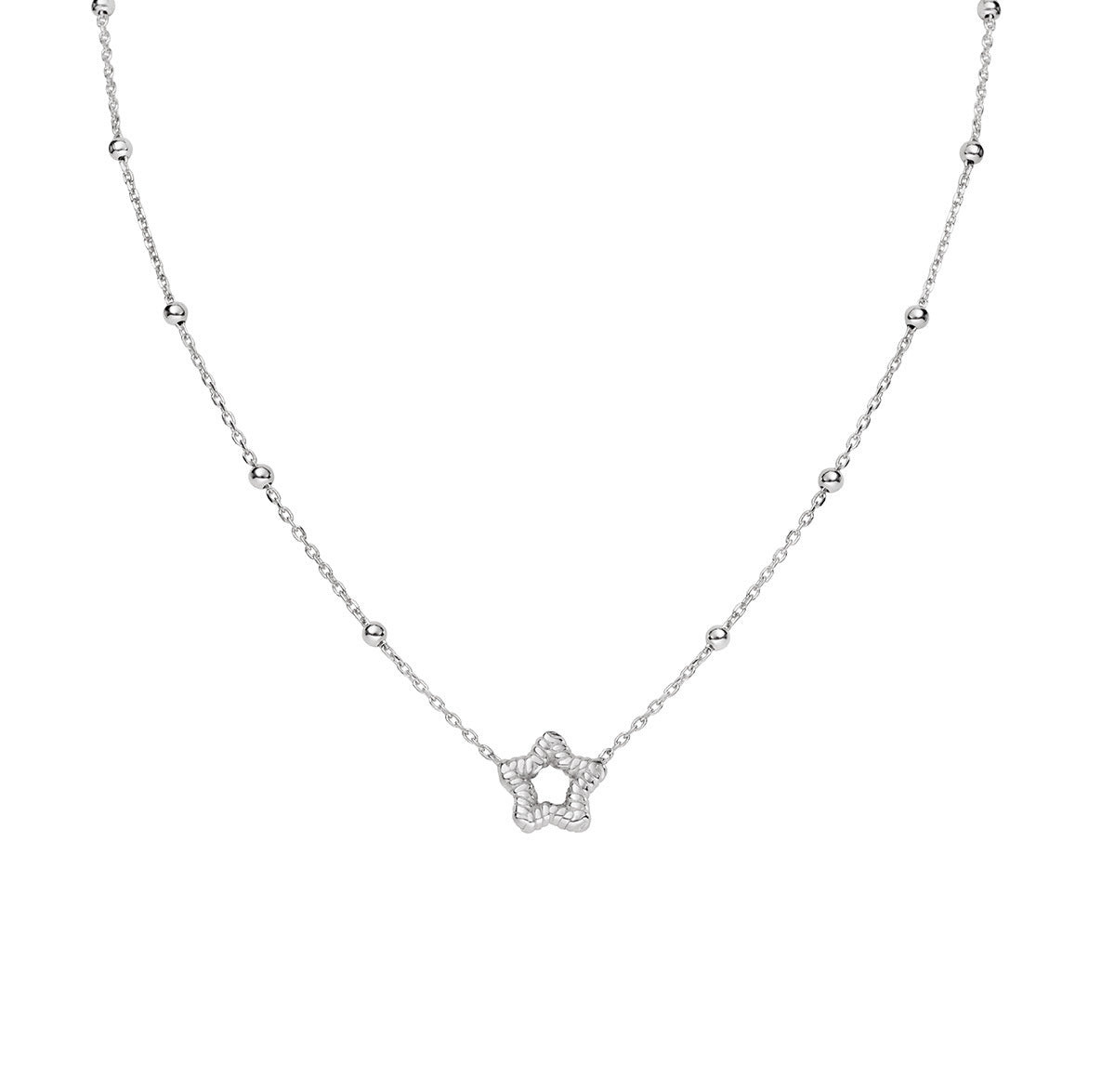 Collar estrella moleteada rodio CLGOSTB3