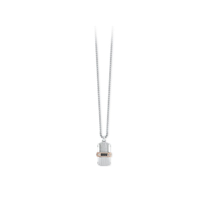 Collar de Hombre con Colgante Rosa y Circonitas Negras 251728