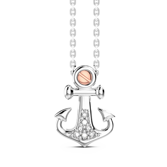 Collana Argentata Ancora con Zirconi EXC502R