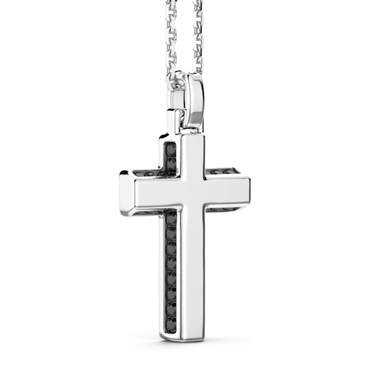 Collar de Hombre con Cruz y Engaste Espinelas Negras ESC046