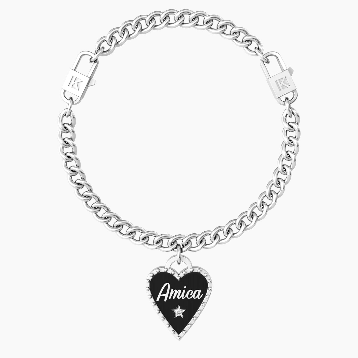 Bracciale Cuore Amica Sei Unica Cuore Nero 731937