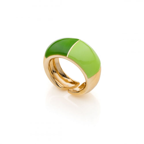 Anello Bombato Dorato Verde Chiaro e Scuro 007EXA0020001